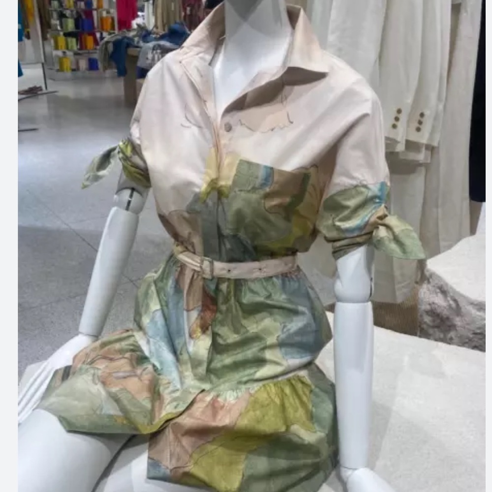 Zara Cream and Pastel Multicolor Shirt Dress - Picture 7 of 14